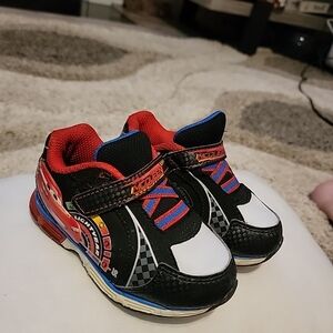 Kids Toddler Lightning McQueen Cars Shoes Size 7 Hook and Loop Red Black Disney